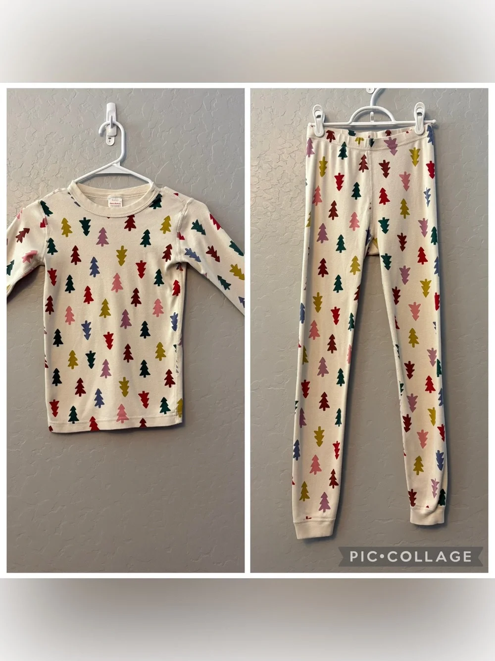 Hanna andersson long John pajama set in multicolor happy little trees 150 CM 12
